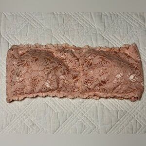 J7 Lightly Padded Strapless Soft Pink Lace Bandeau